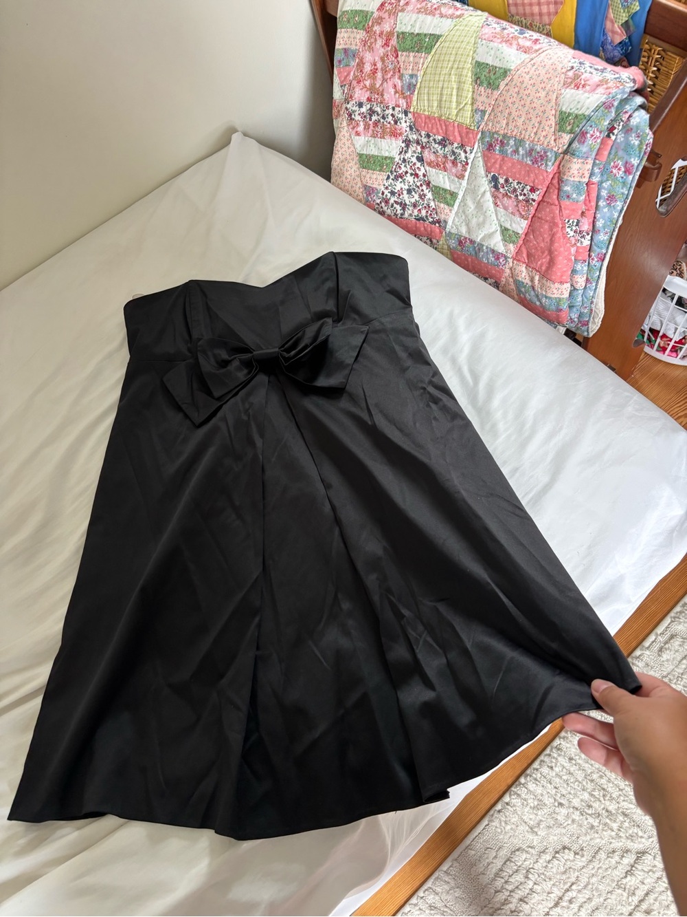 Vintage forever 21 bow satin strapless mini dress